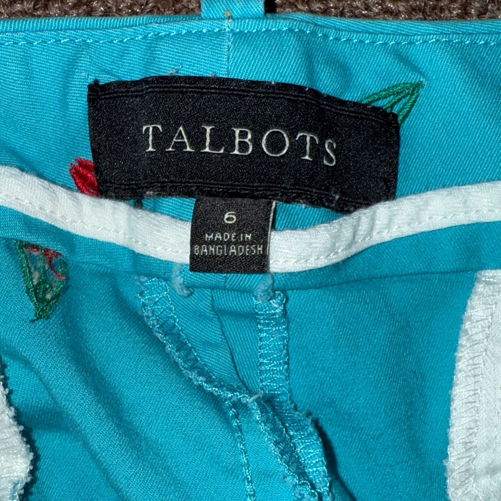 Turquoise Talbots Floral Embroidered Women’s Bermuda Shorts - Picture 3 of 4